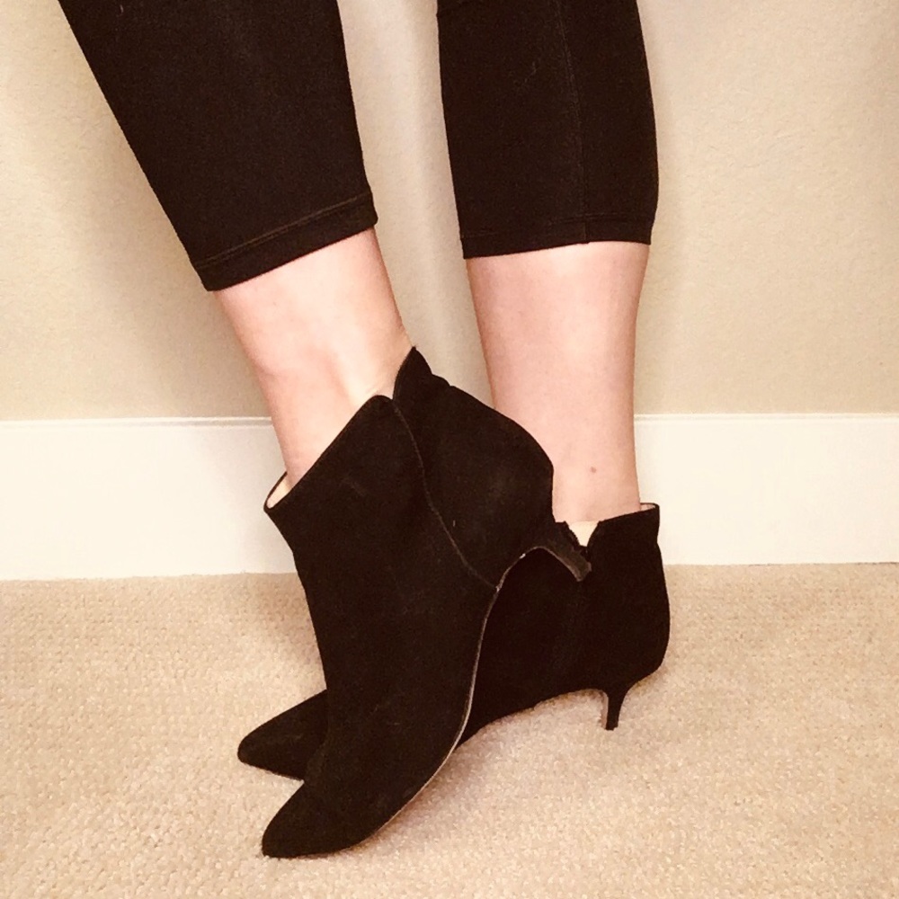Black boot pony heels